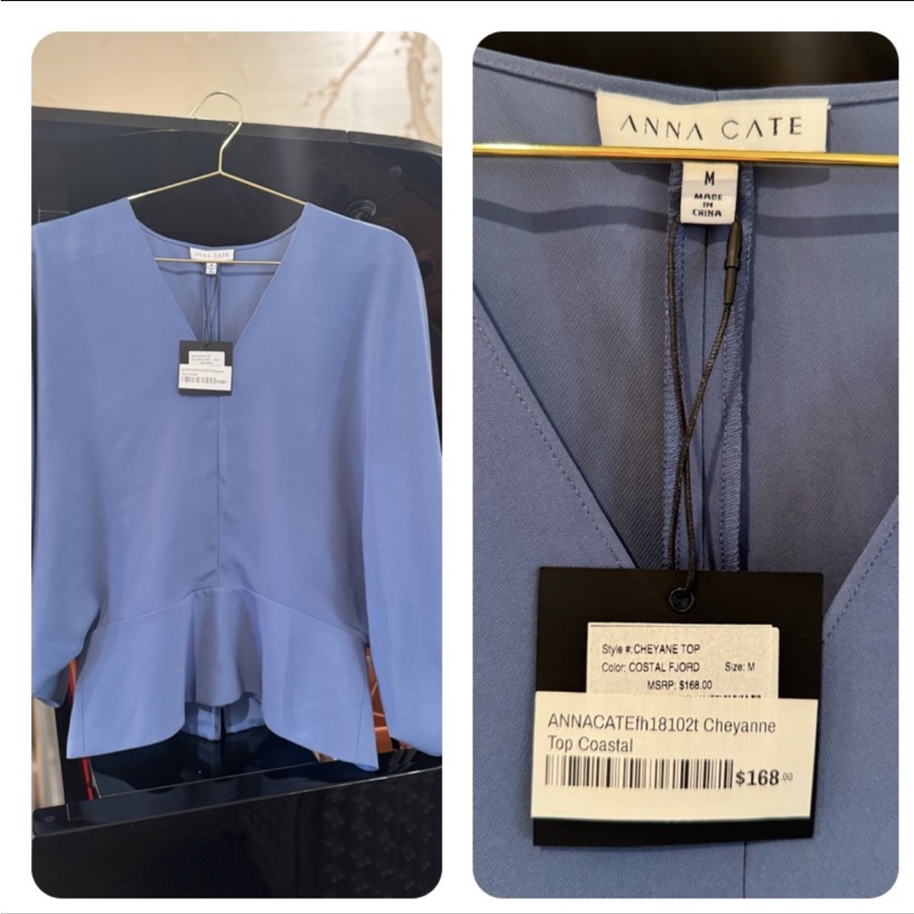 Elegant Blue Peplum Top with Tailored Fit